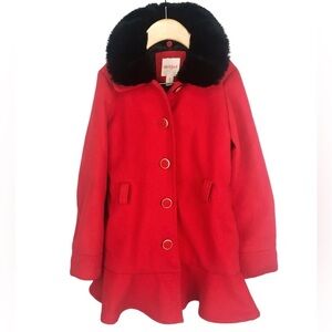Cat & Jack Girls Red Coat & Fur Neck Jacket